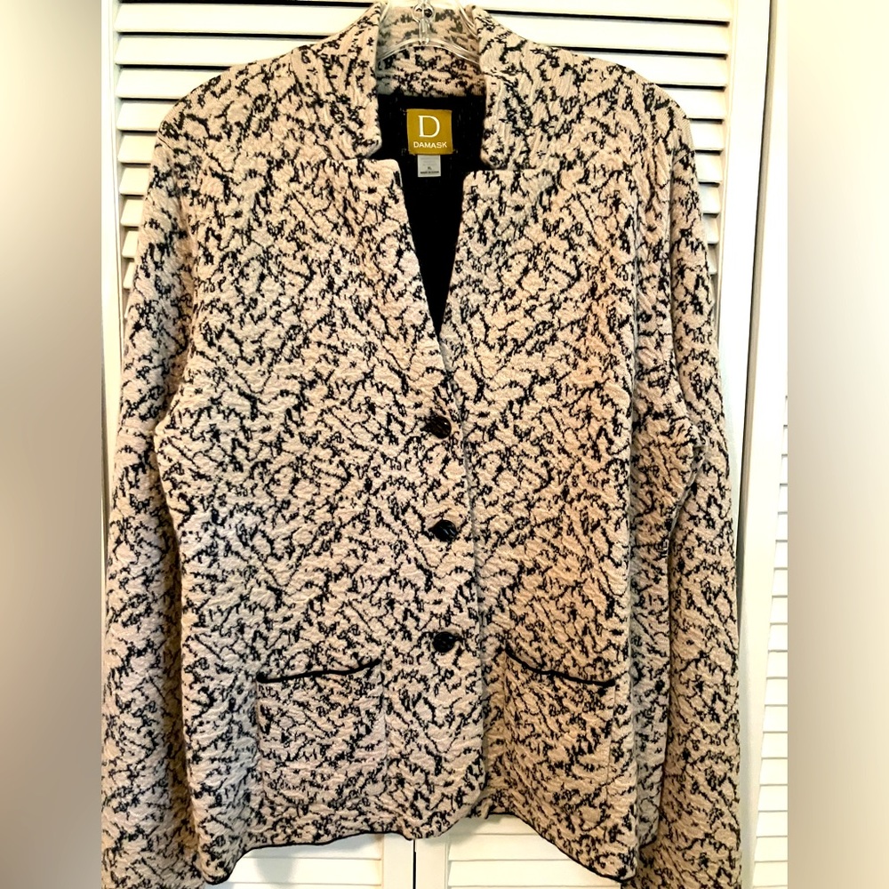 Damask Wool Cotton and Cashmere Cardigan Sweater